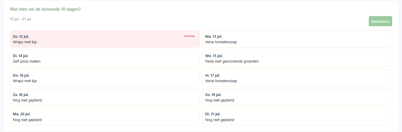 Weekmenu van de Kwimbi demo